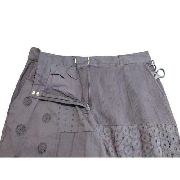 Zara Trouser Pants Patchwork Wide Leg Cotton Lightweight Blue Womens Medium - Picture 6 of 8